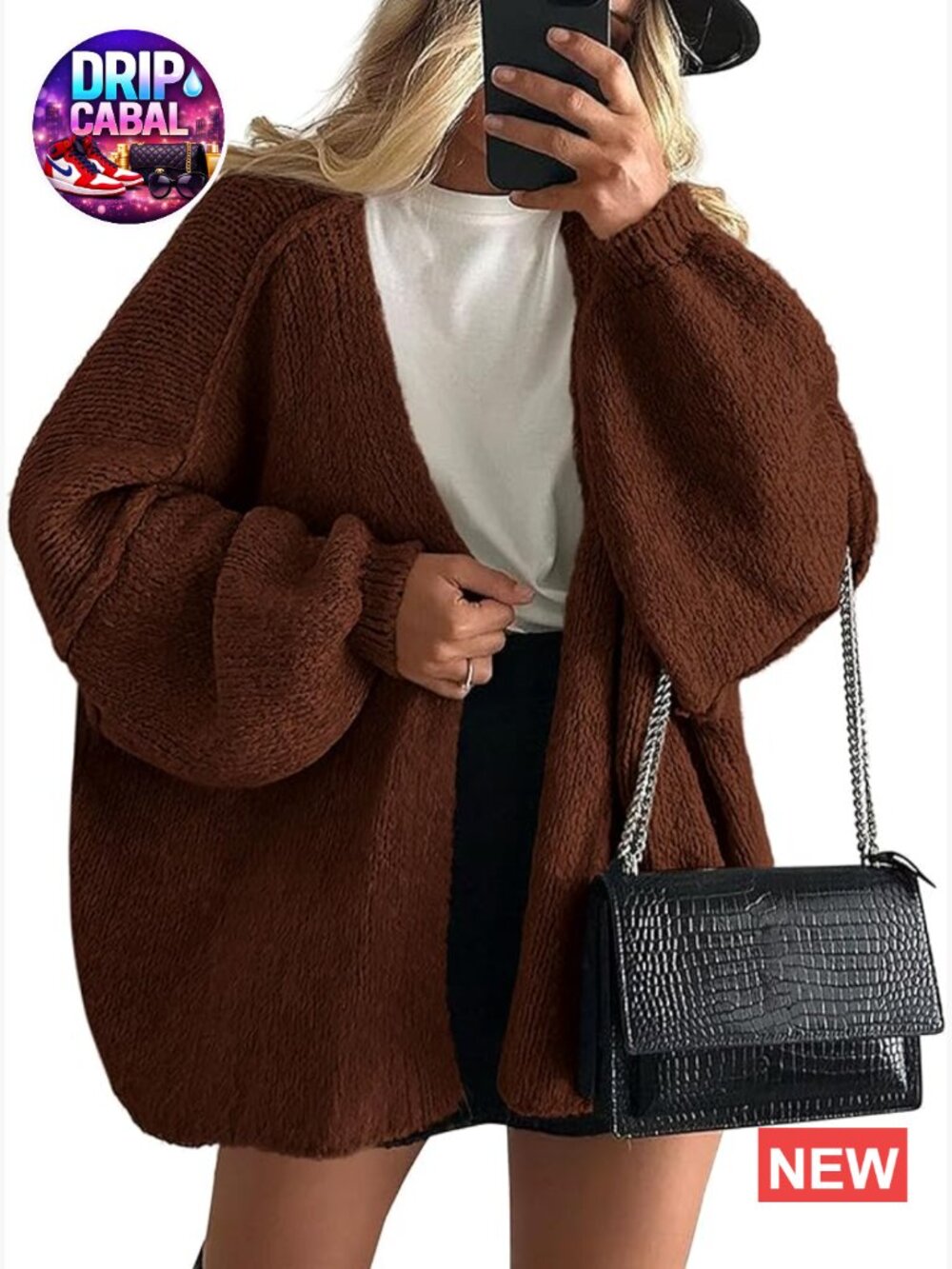 Women Oversized Cardigan Sweater Long Lantern Sleeve Open Front Lightweight Knit